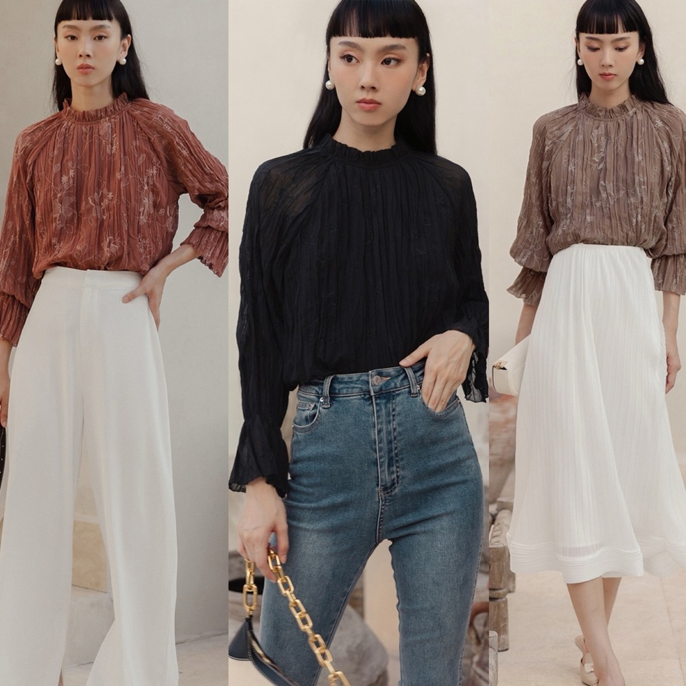 💫 Zara Embroidery Pleated Top - New 💫 - Picture 13 of 14